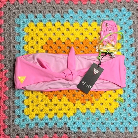 GUESS Pink Highlighter Bikini Top Strapless size Medium - Picture 4 of 4